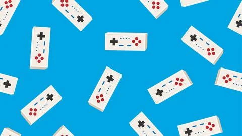 Seamless pattern endless with game console joysticks, electronic toys old r.. Stock Illustration