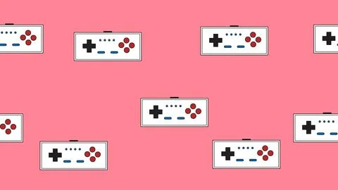 Seamless pattern endless with game console joysticks, electronic toys old r.. Stock Illustration