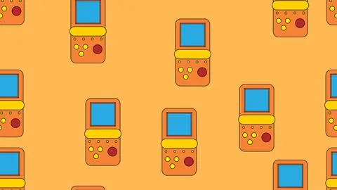 Seamless pattern endless with handheld game consoles, electronic toys old r.. Stock Illustration