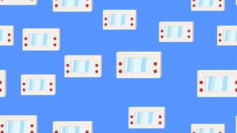 Seamless pattern endless with handheld game consoles, electronic toys old r.. Stock Illustration