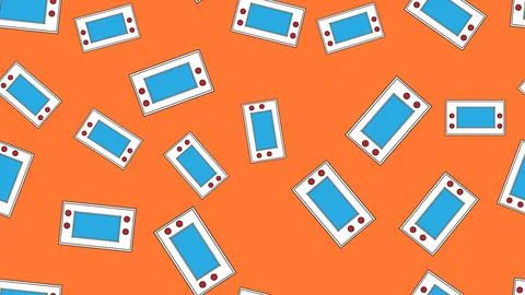 Seamless pattern endless with handheld game consoles, electronic toys old r.. Stock Illustration