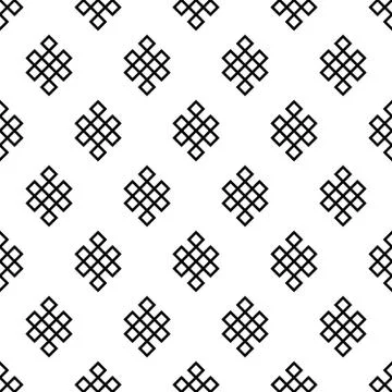 Seamless pattern of the endless knots, palbeu signs. Stock Illustration