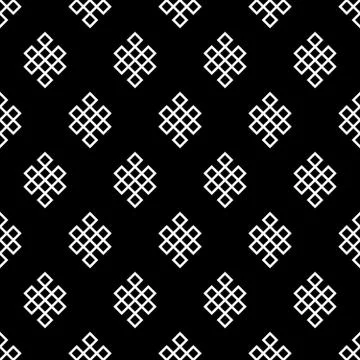 Seamless pattern of the endless knots, palbeu signs. Stock Illustration
