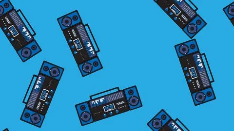 Seamless pattern endless with music audio cassette old retro tape recorders.. イラスト素材