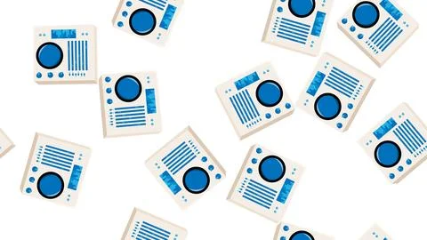 Seamless pattern endless with music audio dj consoles with vinyl old retro .. 스톡 일러스트