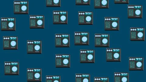 Seamless pattern endless with music audio dj consoles with vinyl old retro .. Stock Illustration