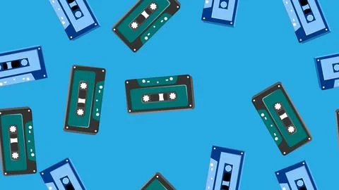 Seamless pattern endless with music audio cassettes old retro vintage hipst.. Stock Illustration