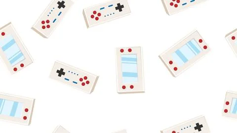 Seamless pattern endless with portable game consoles and joysticks, electro.. Stock Illustration
