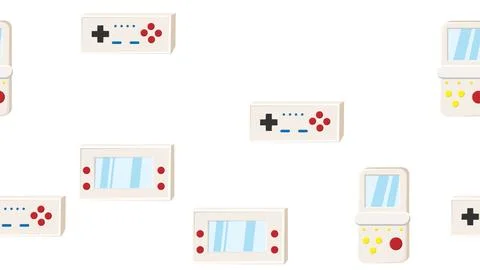 Seamless pattern endless with portable game consoles and joysticks, electro.. Stock Illustration