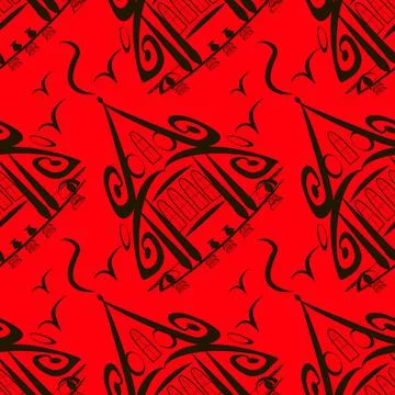 Seamless pattern, endless texture on a square background - stylized fairy hou Stock Illustration