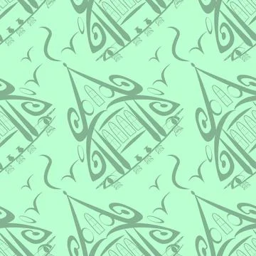 Seamless pattern, endless texture on a square background - stylized fairy hou Stock Illustration