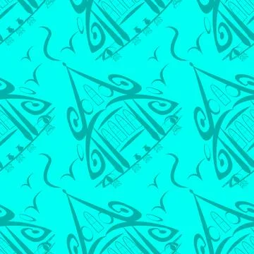 Seamless pattern, endless texture on a square background - stylized fairy hou Stock Illustration