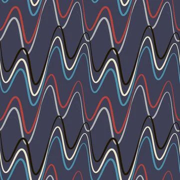 A seamless pattern, endless texture on a square background - waves of electri Stock Illustration