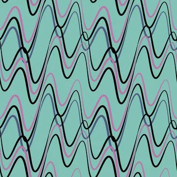 A seamless pattern, endless texture on a square background - waves of electri Stock Illustration