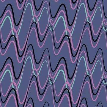 A seamless pattern, endless texture on a square background - waves of electri Stock Illustration