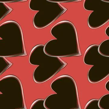 Seamless pattern, endless texture on a square background - stylized hearts in Illustrazione stock