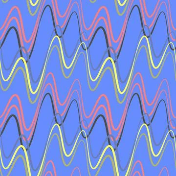 A seamless pattern, endless texture on a square background - waves of electri Stock Illustration