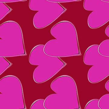 Seamless pattern, endless texture on a square background - stylized hearts in Illustrazione stock