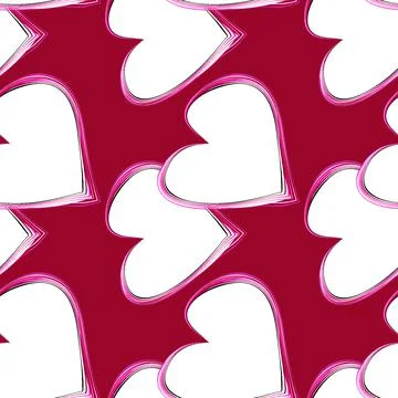 Seamless pattern, endless texture on a square background - stylized hearts in Stock Illustration