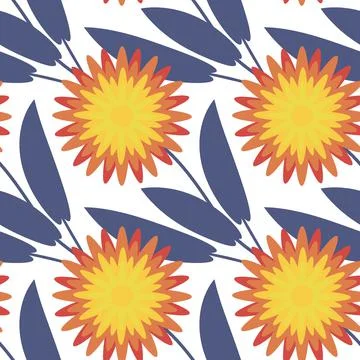 Seamless pattern, endless texture on a square background - stylized flowers - Stock Illustration