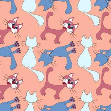 Seamless pattern, endless texture on a square background - stylized colored c Stock Illustration
