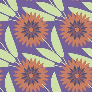 Seamless pattern, endless texture on a square background - stylized flowers - Stock Illustration
