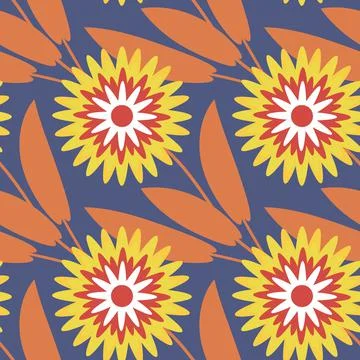Seamless pattern, endless texture on a square background - stylized flowers - Illustrazione stock