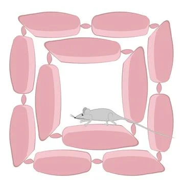 Seamless pattern, endless texture on a square background - stylized mice or r Illustrazione stock