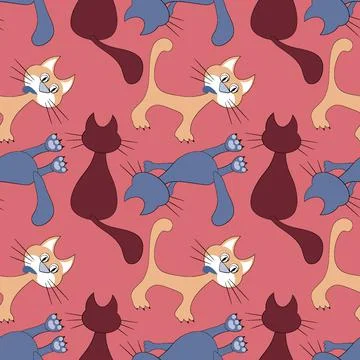 Seamless pattern, endless texture on a square background - stylized colored c Stock Illustration