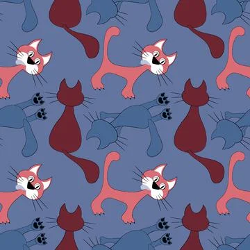 Seamless pattern, endless texture on a square background - stylized colored c Stock Illustration