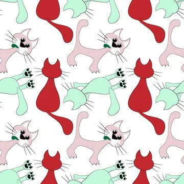 Seamless pattern, endless texture on a square background - stylized colored c Illustrazione stock