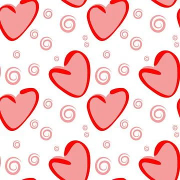 Seamless pattern, endless texture on a square background - stylized hearts -  Stock Illustration