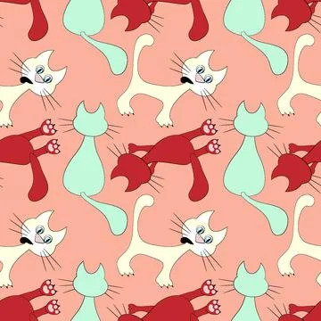 Seamless pattern, endless texture on a square background - stylized colored c Stock Illustration