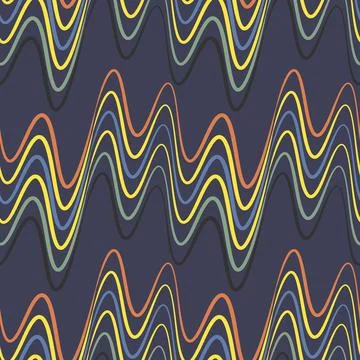 A seamless pattern, endless texture on a square background - waves of electri Stock Illustration