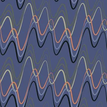 A seamless pattern, endless texture on a square background - waves of electri Illustrazione stock