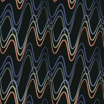 A seamless pattern, endless texture on a square background - waves of electri 스톡 일러스트