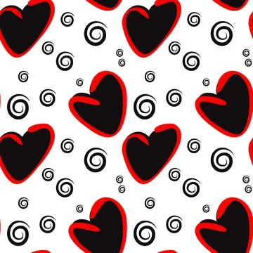 Seamless pattern, endless texture on a square background - stylized hearts -  Stock-Illustration