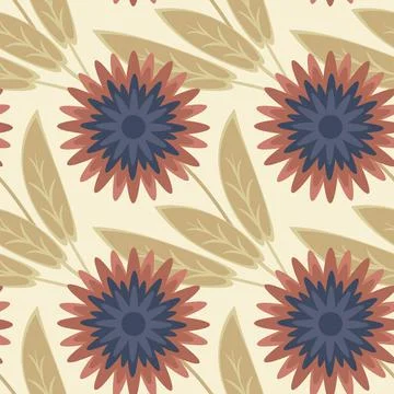 Seamless pattern, endless texture on a square background - stylized flowers - 스톡 일러스트