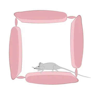 Seamless pattern, endless texture on a square background - stylized mice or r Stock Illustration