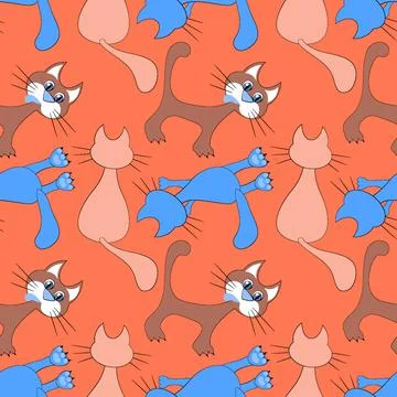 Seamless pattern, endless texture on a square background - stylized colored c 스톡 일러스트