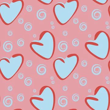 Seamless pattern, endless texture on a square background - stylized hearts -  Stock Illustration