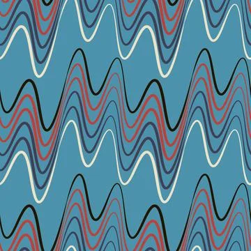 A seamless pattern, endless texture on a square background - waves of electri 스톡 일러스트
