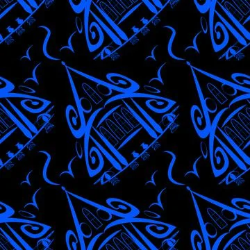 Seamless pattern, endless texture on a square background - stylized fairy hou Stock Illustration