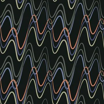 A seamless pattern, endless texture on a square background - waves of electri Stock Illustration