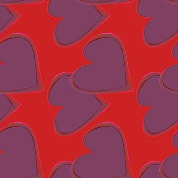 Seamless pattern, endless texture on a square background - stylized hearts in Illustrazione stock