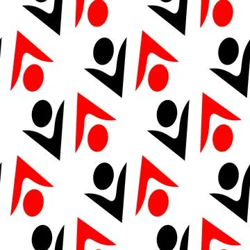 Seamless pattern, endless texture on a square background - stylized men, abst Illustrazione stock