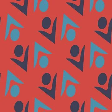 Seamless pattern, endless texture on a square background - stylized men, abst Stock Illustration