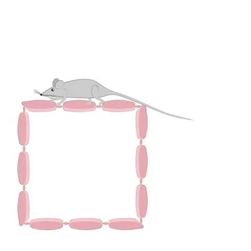 Seamless pattern, endless texture on a square background - stylized mice or r Illustrazione stock