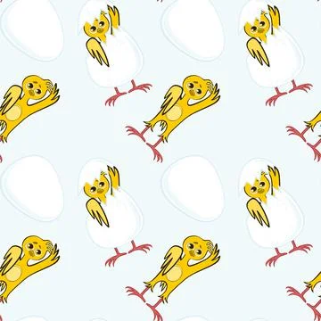 Seamless pattern, endless texture on a square background - chicken and egg -  イラスト素材