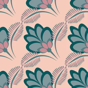Seamless pattern, endless texture - stylized flowers - graphics. Plants. Desi Stock Illustration
